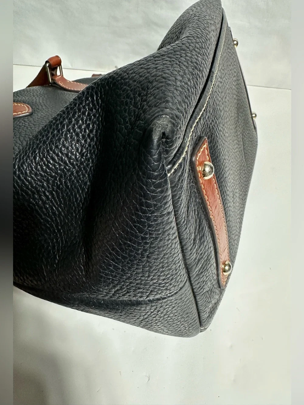 Dooney & Bourke Black Domed Pebble Grain Zip Satchel -(VO 122864) with dust bag